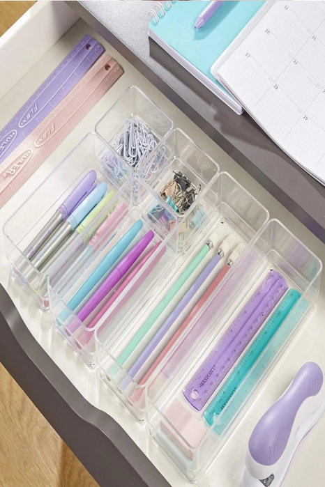 Hermia Organizador de Cajones de Plástico Transparente para Cocina y Oficina